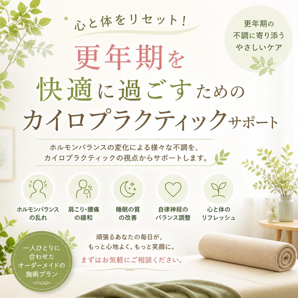 心と体をリセット！更年期を快適に過ごすためのカイロプラクティックサポート