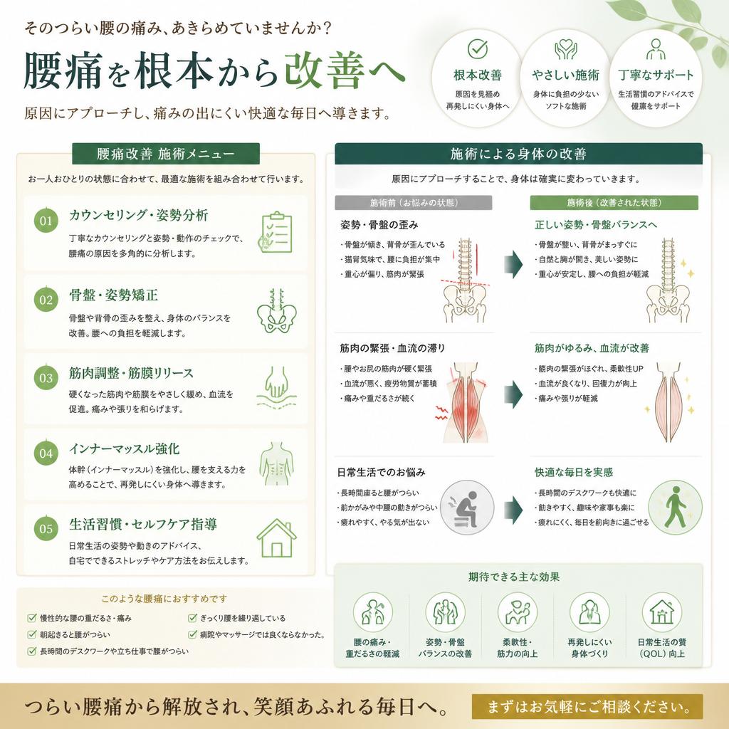 腰痛対策に最適な施術メニュー